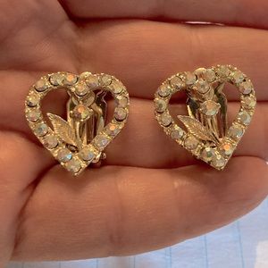 Vintage 1950s era Iridescent clip back earrings